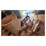 Large basket full of weaving?? tools, etc
