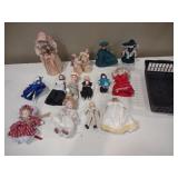 Corn silk dolls, porcelain dolls , etc
