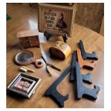 Box - easels, doll dresser, curling iron, etc