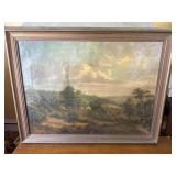 Antique painting on canvas - pastoral scene w/