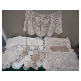 Battenburg lace, crochet and tat work doilies ,