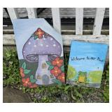 2 painted stone plaques