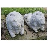 2 heavy concrete lions 30"12"14"