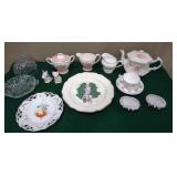 Rose teapot, cup and saucer, creamer and sugar,