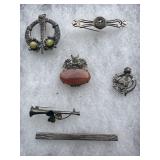 Signed sterling Victorian brooches
