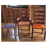 3 ladder back doll chairs