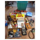 All guy related, paint brushes, clippers, signs,
