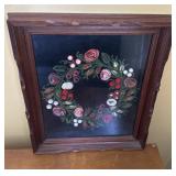 Victorian wool wreath approx 19"x15"