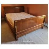 Queen size sleigh bed with mattress and box