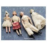 4 tiny bisque dolls
