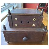 Wooden sewing box w/ drawer