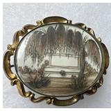 Victorian human hair mourning brooch