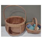 2 beautiful baskets, one is a bread basket