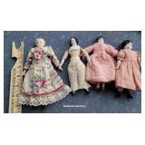 4 china head dolls