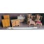 Box dollhouse furniture - bed, dresser, marble