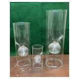 3 glass oil lamps
