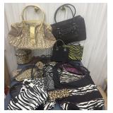 Animal print purses and totes and other
