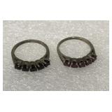 Sterling silver rings- pink, black stones