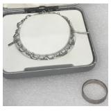 Sterling silver ring, dolphin bracelet