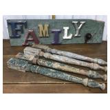 Rustic family sign, table legs