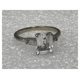14k white gold ring- Princess, baguette cubic