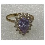 14k Gold, Cubic Zirconia & Purple Stones
