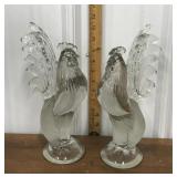 Art glass chickens