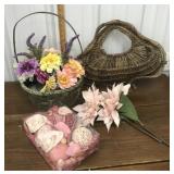 Baskets, flowers