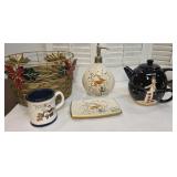 Christmas basket lot - teacup/pot, soap