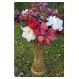 Tall wire wicker plant stand & flowers - pick up