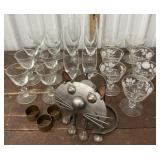 Cat Wine Bottle Metal Art, Stem Ware Glasses,