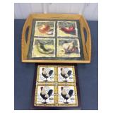 tile Rooster coasters & Vegetable tile tray