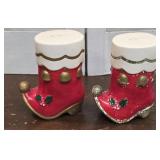 Vintage Napco Christmas Santa Boot Salt & Peppers