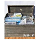 Wood Box with Card Games, Jewelry Craft Supplies