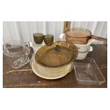 Corningware dishes, Pyrex, pitcher, pie plates