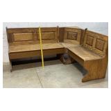 2 Piece Oak corner Booth w/ lift top seats