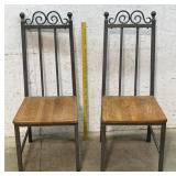 2 Iron & Wood Chairs
