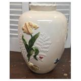 Large ceramic vase- butterfly, bumblebees, floral
