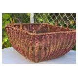 Large square tapered woven wicker basket