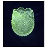 Pattern glass vase - Glows green clear glass -