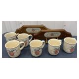 6 retro White geese & Apple mugs with 2 matching