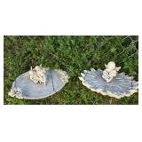 2 Heavy Hanging Bird Feeders - Older Resin