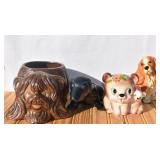 Box of MCM Dog Ceramic & Porcelain Planters