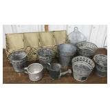 Metal planters, wall decor etc