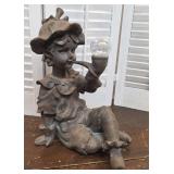 Boy blowing bubbles garden statue - older resin