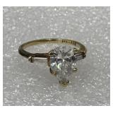 14k Gold Pear Cut Cubic Zirconia Ring