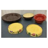 2 Serving Plates, 2 Serving Bowls, 2 Red Bowls,