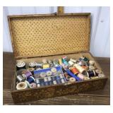 Flemish Art box full of thread, crochet hook