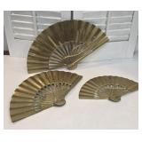 Set 3 Heavy brass fan wall plaques