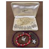 Costume jewelry necklaces, bracelet, brooch swan,
